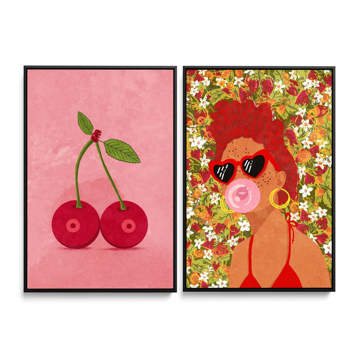 Cerry Boobs and Strawbeery Lady by Raissa Oltmanns- Two Piece Stretched Canvas or Art Print Set Diptych I Heart Wall Art Australia 