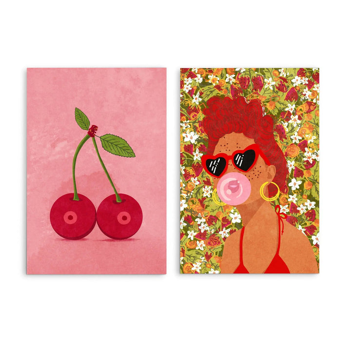 Cerry Boobs and Strawbeery Lady by Raissa Oltmanns- Two Piece Stretched Canvas or Art Print Set Diptych I Heart Wall Art Australia 