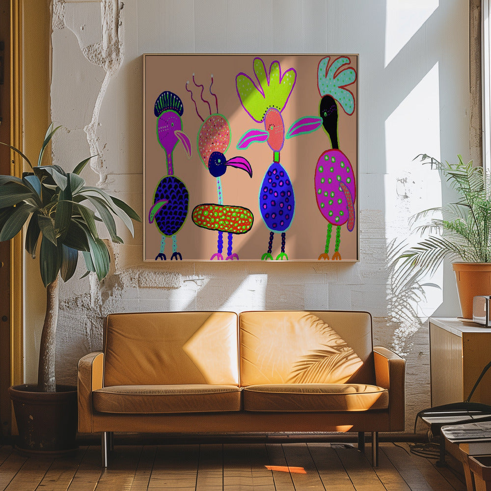 Chatter Boxes - Square Stretched Canvas, Poster or Fine Art Print I Heart Wall Art