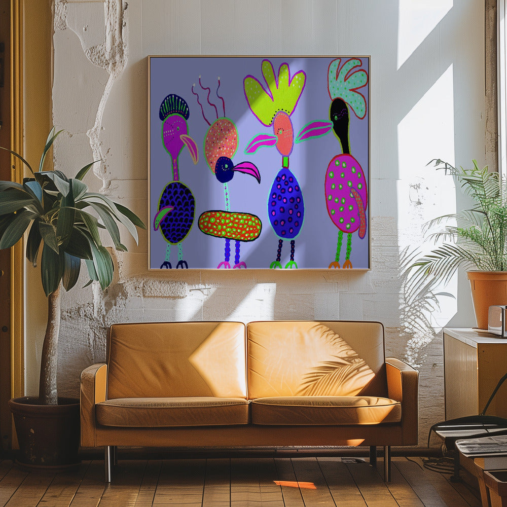 Chatter Boxes - Square Stretched Canvas, Poster or Fine Art Print I Heart Wall Art