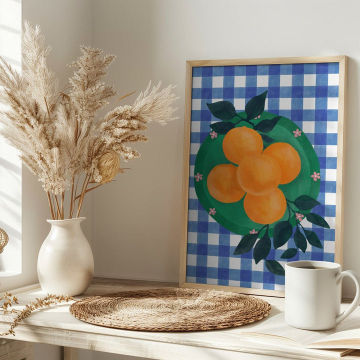 Checkered Citrus Charm - Stretched Canvas, Poster or Fine Art Print - I Heart Wall Art - Poster Print, Canvas Print or Framed Art Print