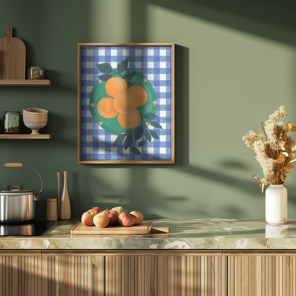 Checkered Citrus Charm - Stretched Canvas, Poster or Fine Art Print - I Heart Wall Art - Poster Print, Canvas Print or Framed Art Print