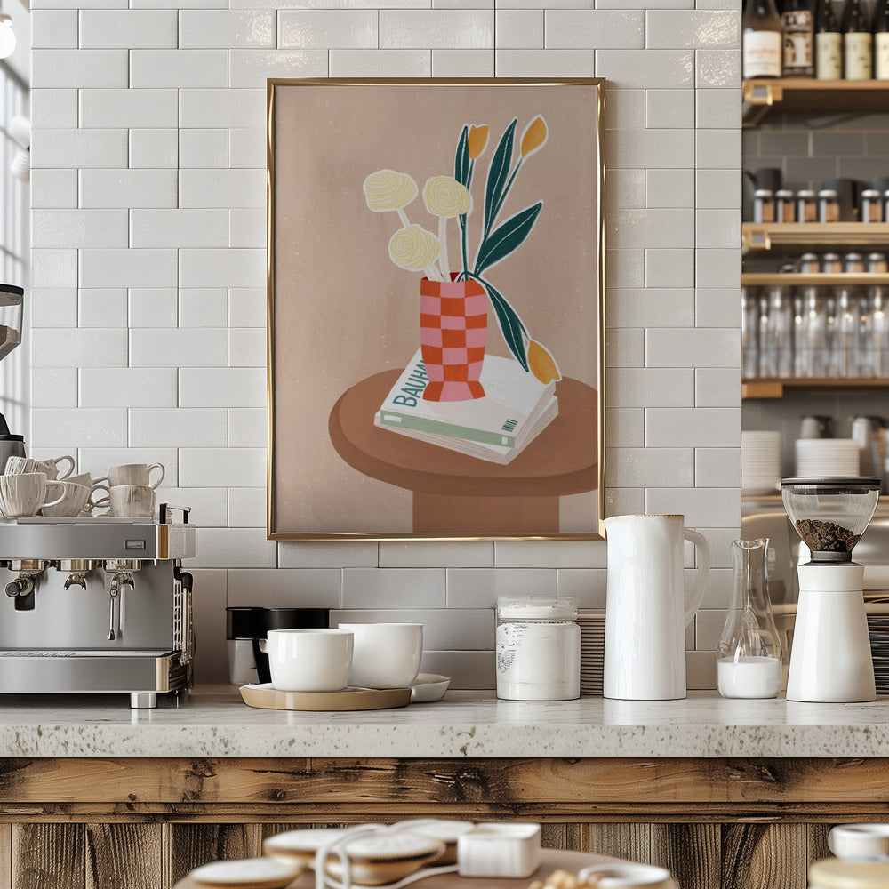 Checkered Vase - Stretched Canvas, Poster or Fine Art Print I Heart Wall Art