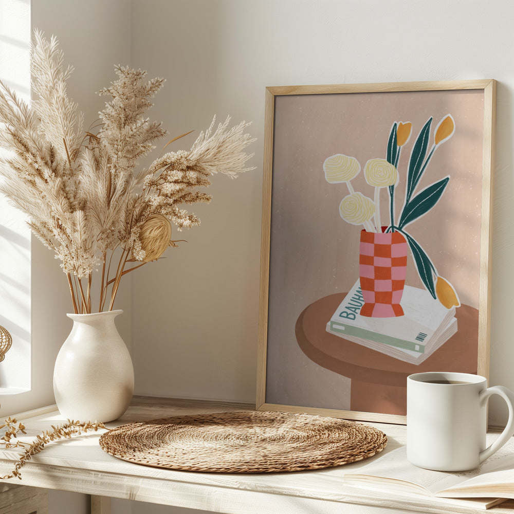 Checkered Vase - Stretched Canvas, Poster or Fine Art Print I Heart Wall Art