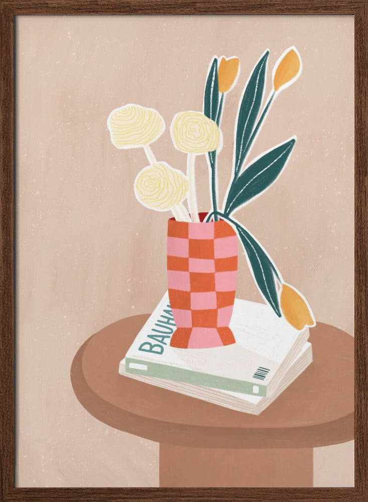 Checkered Vase - Stretched Canvas, Poster or Fine Art Print I Heart Wall Art