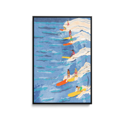 chilled surfing by Raissa Oltmanns - Stretched Canvas Print or Framed Fine Art Print - Artwork I Heart Wall Art Australia 