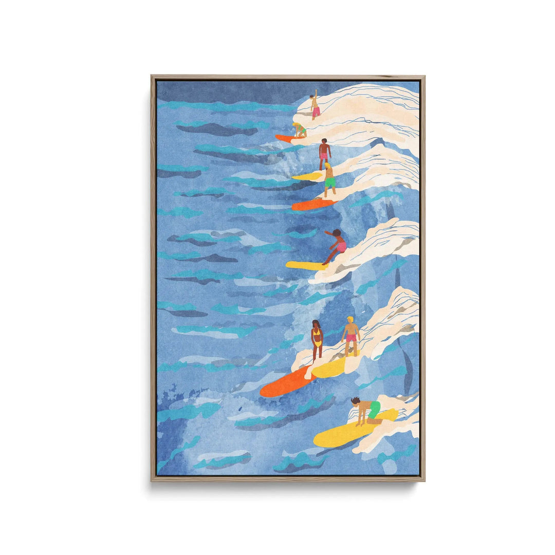 chilled surfing by Raissa Oltmanns - Stretched Canvas Print or Framed Fine Art Print - Artwork I Heart Wall Art Australia 