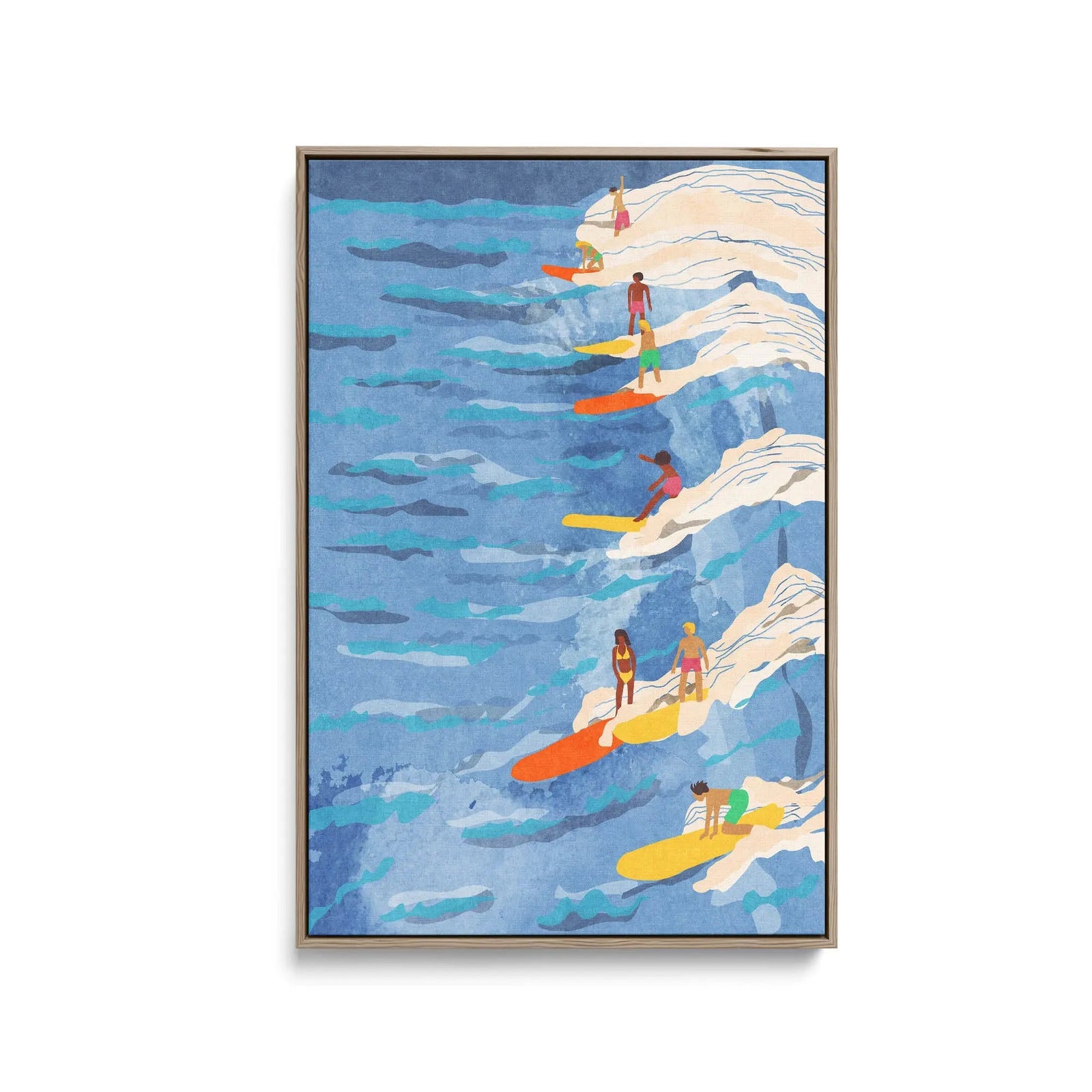 chilled surfing by Raissa Oltmanns - Stretched Canvas Print or Framed Fine Art Print - Artwork I Heart Wall Art Australia 