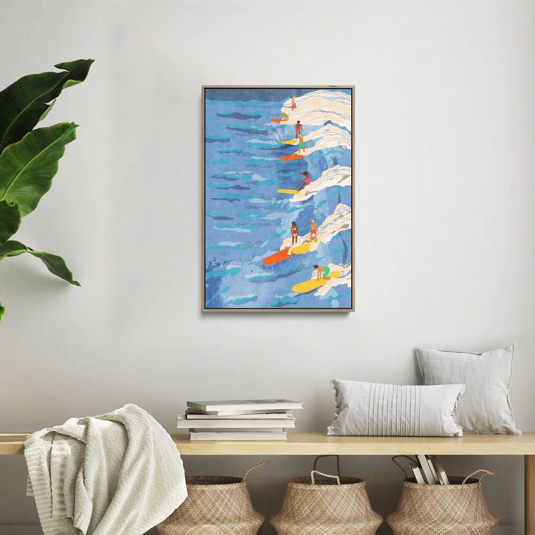 chilled surfing by Raissa Oltmanns - Stretched Canvas Print or Framed Fine Art Print - Artwork I Heart Wall Art Australia 