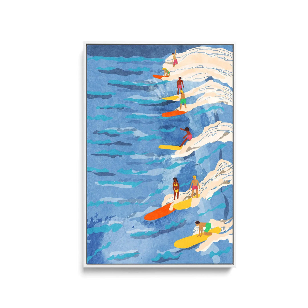 chilled surfing by Raissa Oltmanns - Stretched Canvas Print or Framed Fine Art Print - Artwork I Heart Wall Art Australia 