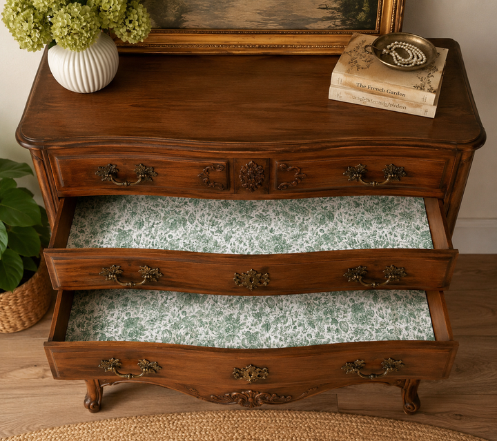 Chinoiserie In Green Drawer Liners - Classic Style Liner for Furniture