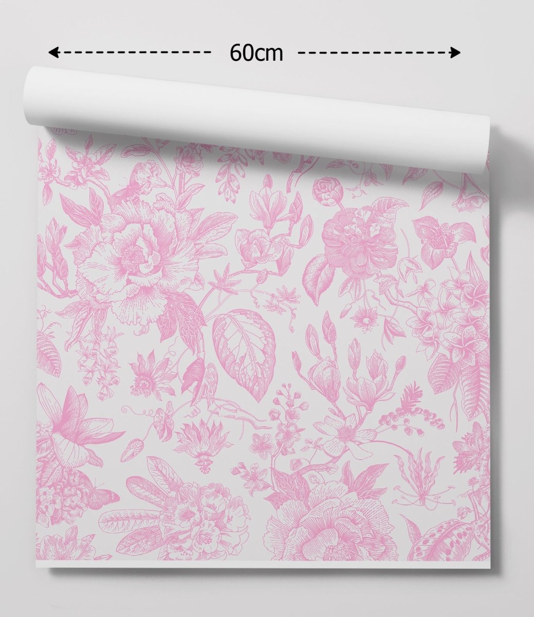 Chinoiserie In Pink Wallpaper - Classic Style Removable Peel and Stick Wallpaper - I Heart Wall Art - Poster Print, Canvas Print or Framed Art Print