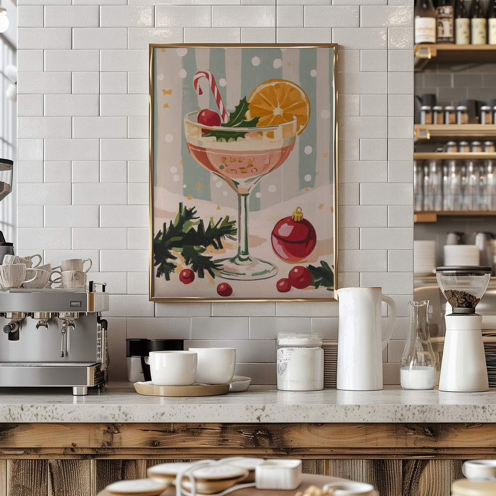 Christmas Cocktail - Stretched Canvas, Poster or Fine Art Print I Heart Wall Art