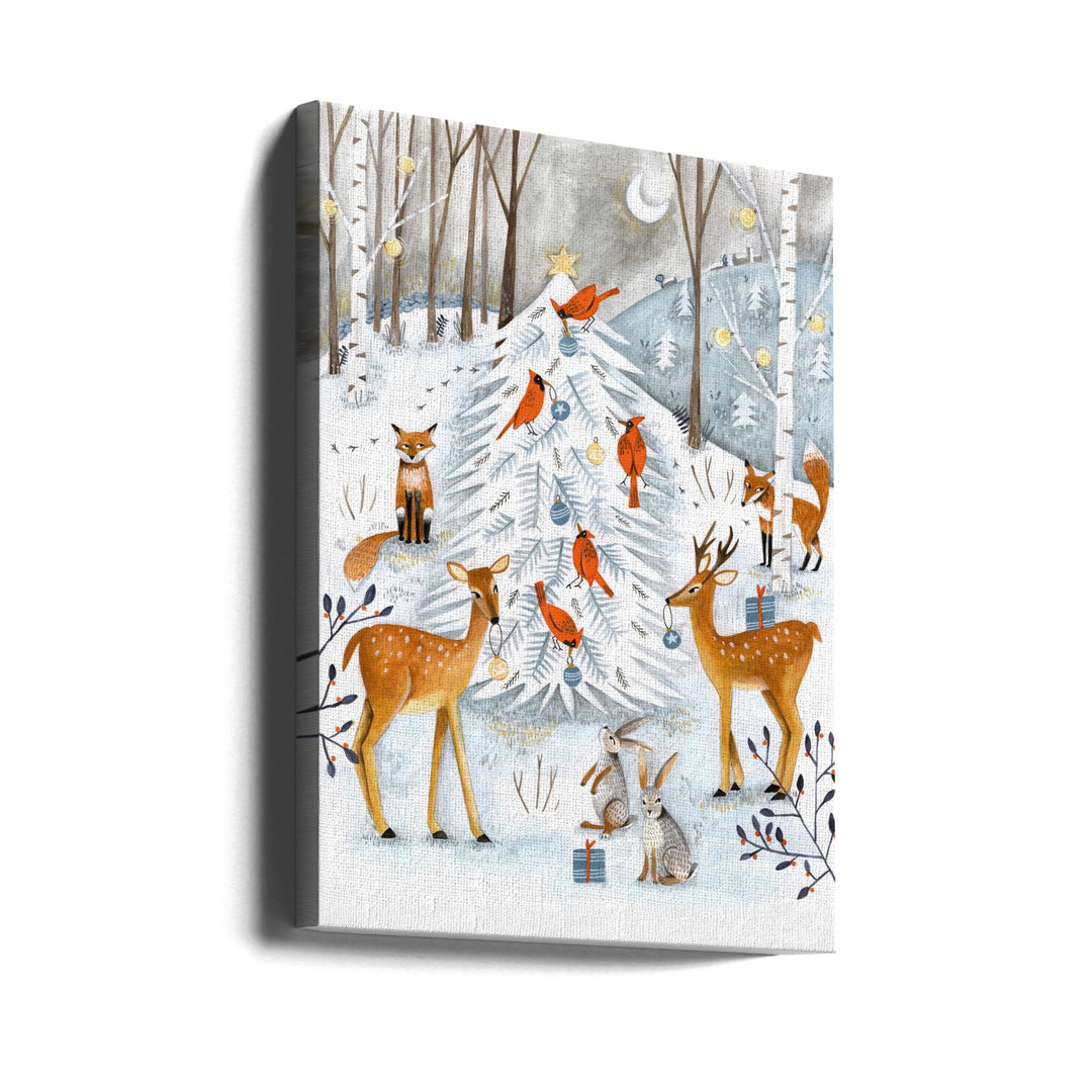 Christmas in the winter animal forest - Stretched Canvas, Poster or Fine Art Print I Heart Wall Art