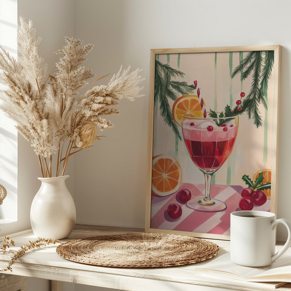 Christmas Red Cocktail - Stretched Canvas, Poster or Fine Art Print I Heart Wall Art
