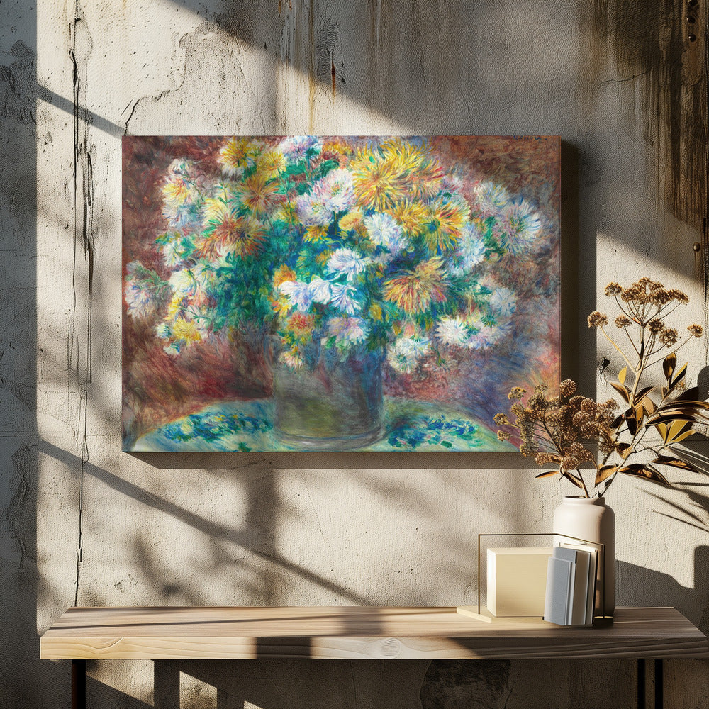 Chrysanthemums - Square Stretched Canvas, Poster or Fine Art Print I Heart Wall Art