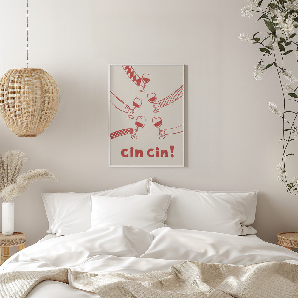 Cin cin! Wine Party with Friends - Stretched Canvas, Poster or Fine Art Print I Heart Wall Art