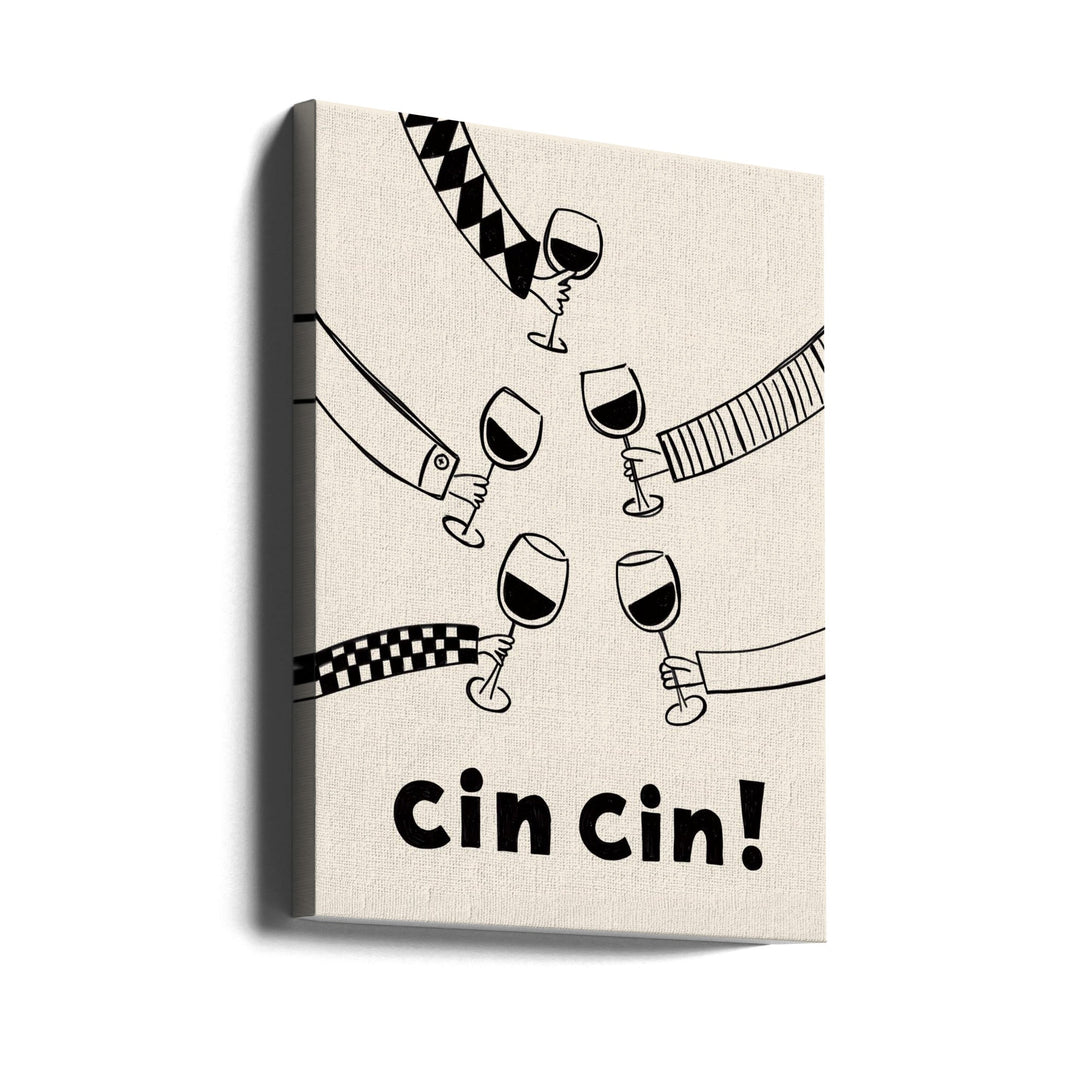 Cin cin! Wine Party with Friends - Stretched Canvas, Poster or Fine Art Print I Heart Wall Art