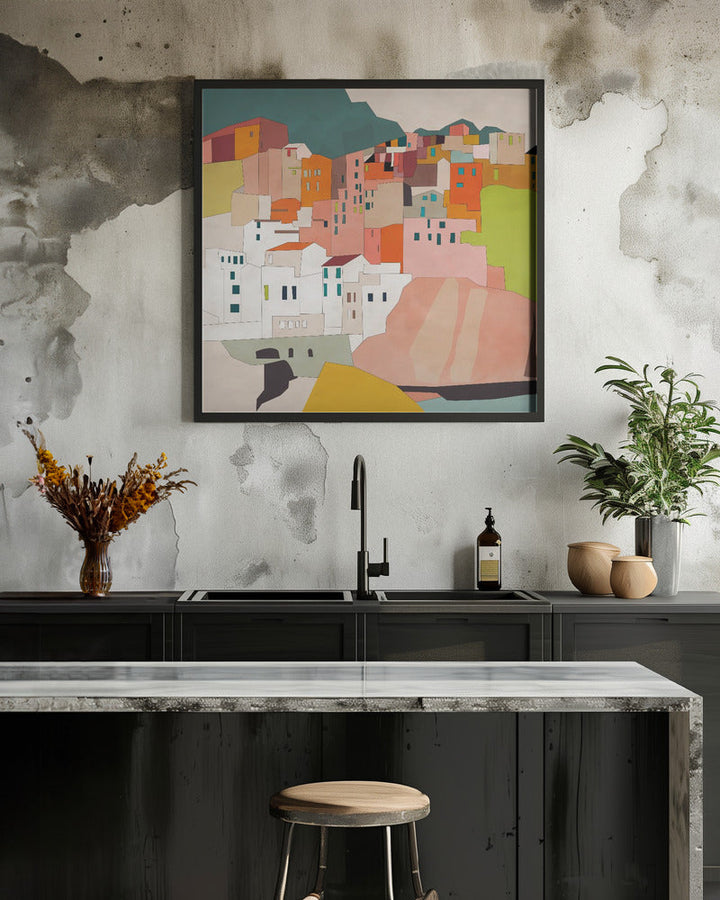 Cinque Terre - Square Stretched Canvas, Poster or Fine Art Print I Heart Wall Art