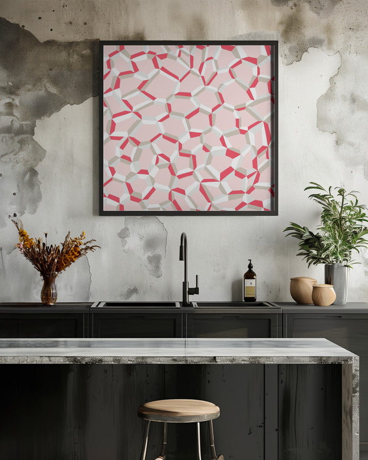 City life connections pearl pink pattern - Square Stretched Canvas, Poster or Fine Art Print I Heart Wall Art