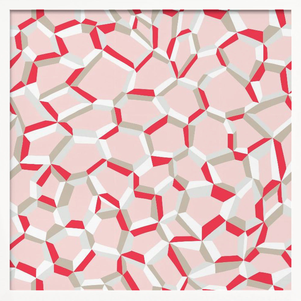 City life connections pearl pink pattern - Square Stretched Canvas, Poster or Fine Art Print I Heart Wall Art