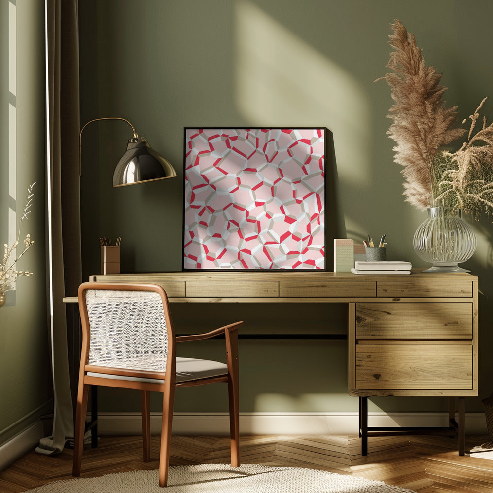 City life connections pearl pink pattern - Square Stretched Canvas, Poster or Fine Art Print I Heart Wall Art