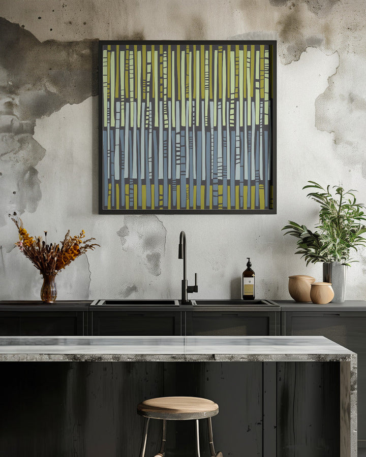 City life geometrics beams moonless night pattern - Square Stretched Canvas, Poster or Fine Art Print I Heart Wall Art