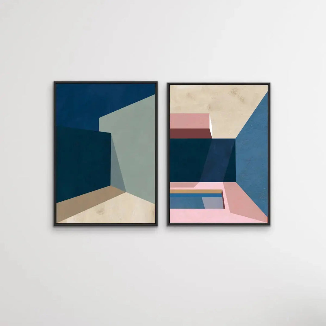 City Streets- Two Piece Boho Streetscape Print Set - Prints 1 &amp; 3 - Canvas or Paper Prints I Heart Wall Art Australia 