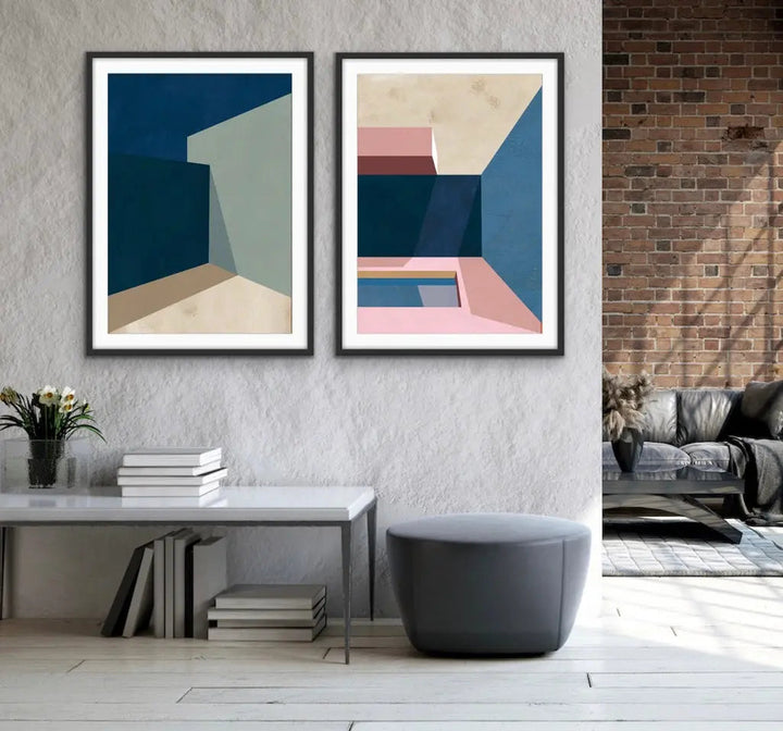 City Streets- Two Piece Boho Streetscape Print Set - Prints 1 &amp; 3 - Canvas or Paper Prints I Heart Wall Art Australia 