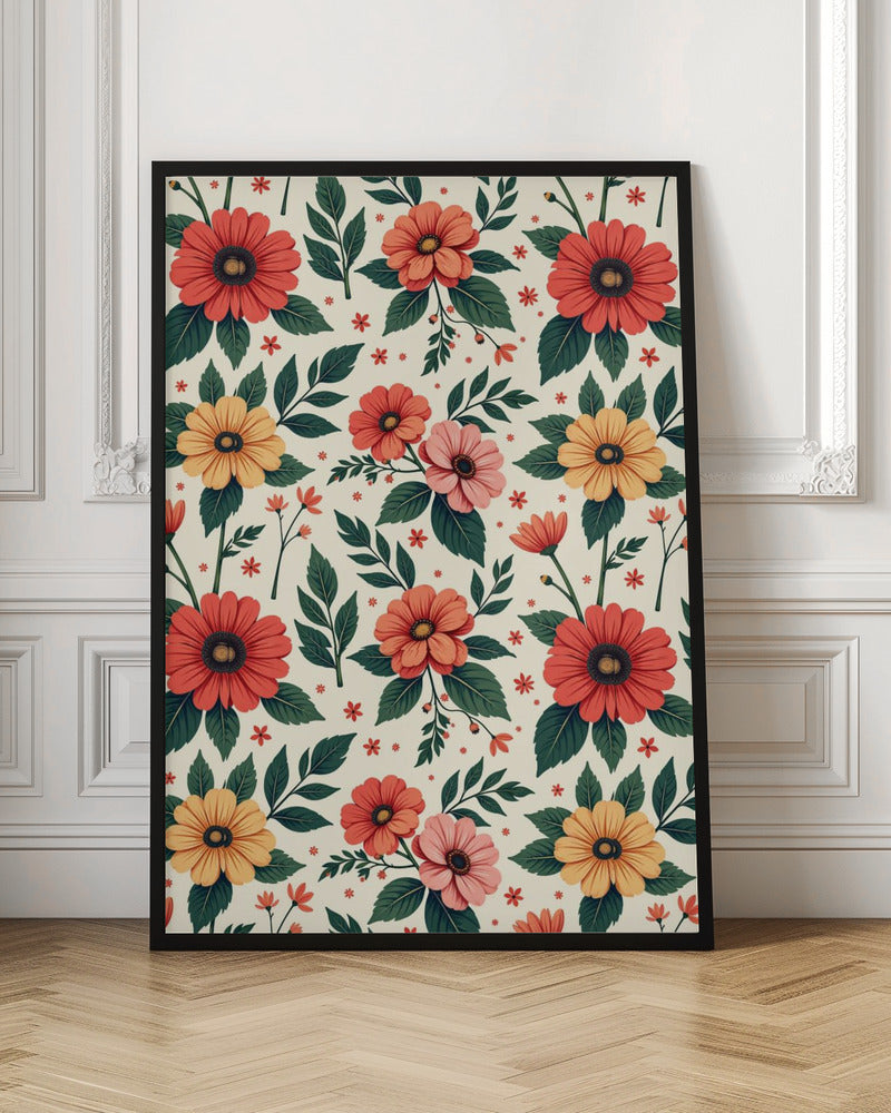 Classic Floral Symmetry - Stretched Canvas, Poster or Fine Art Print I Heart Wall Art