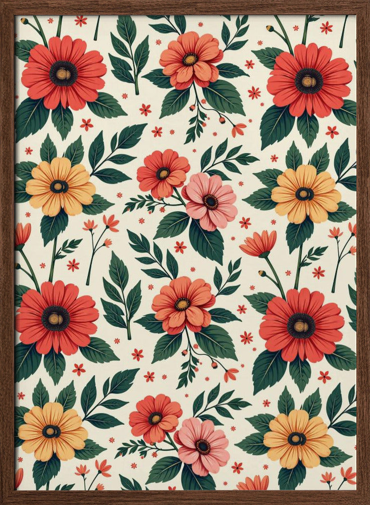 Classic Floral Symmetry - Stretched Canvas, Poster or Fine Art Print I Heart Wall Art