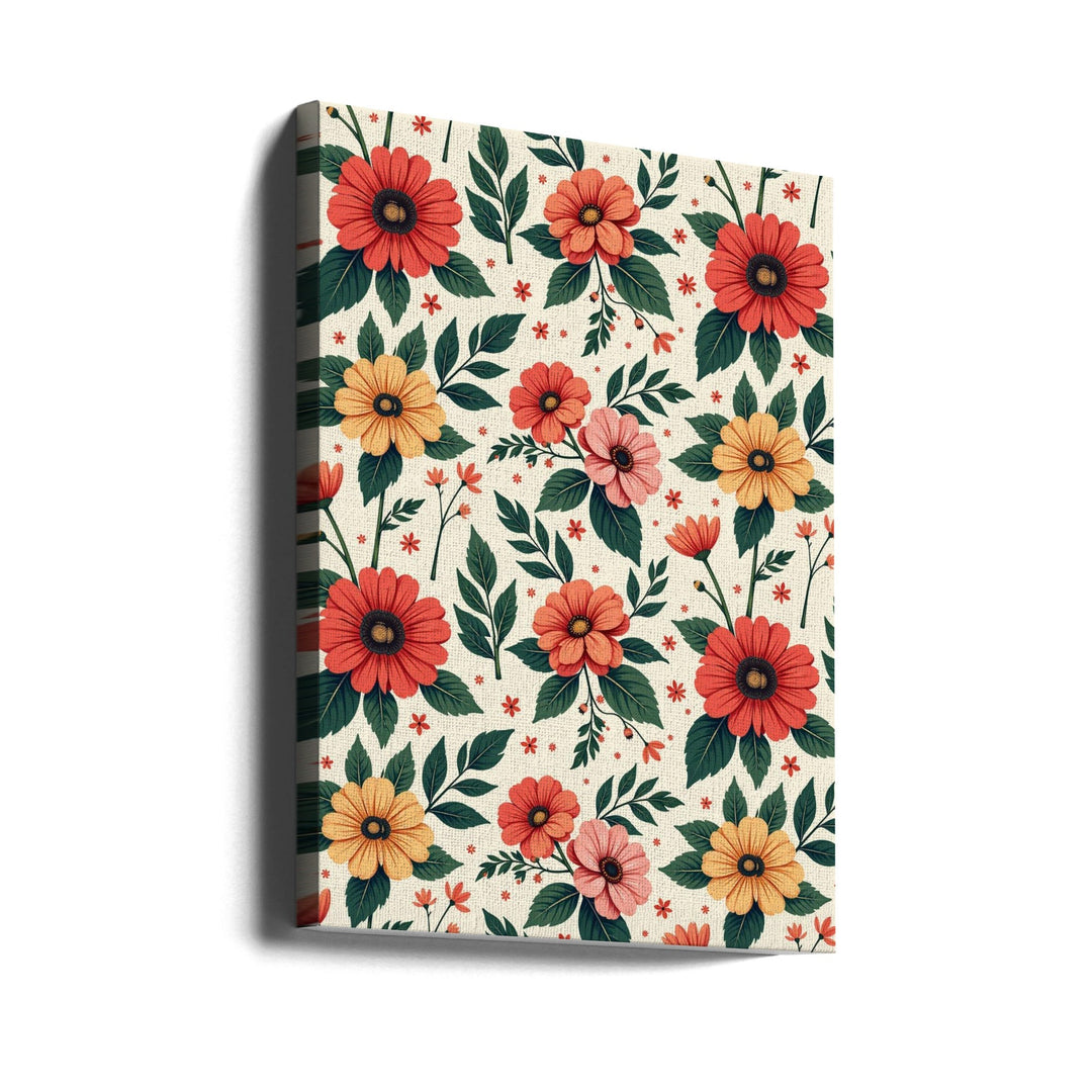 Classic Floral Symmetry - Stretched Canvas, Poster or Fine Art Print I Heart Wall Art
