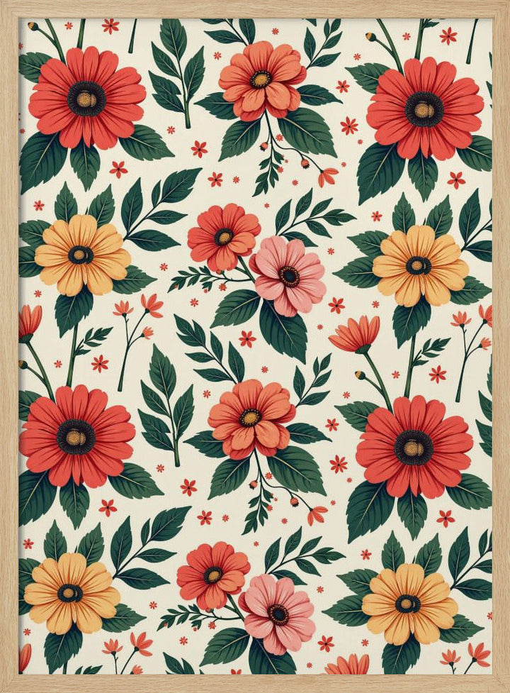 Classic Floral Symmetry - Stretched Canvas, Poster or Fine Art Print I Heart Wall Art