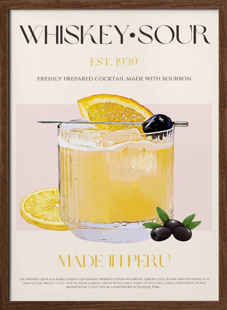 Classic Whiskey Sour - Stretched Canvas Poster or Fine Art Print