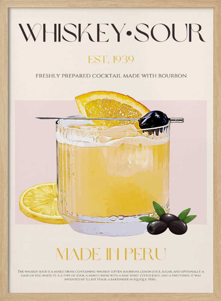Classic Whiskey Sour - Stretched Canvas Poster or Fine Art Print