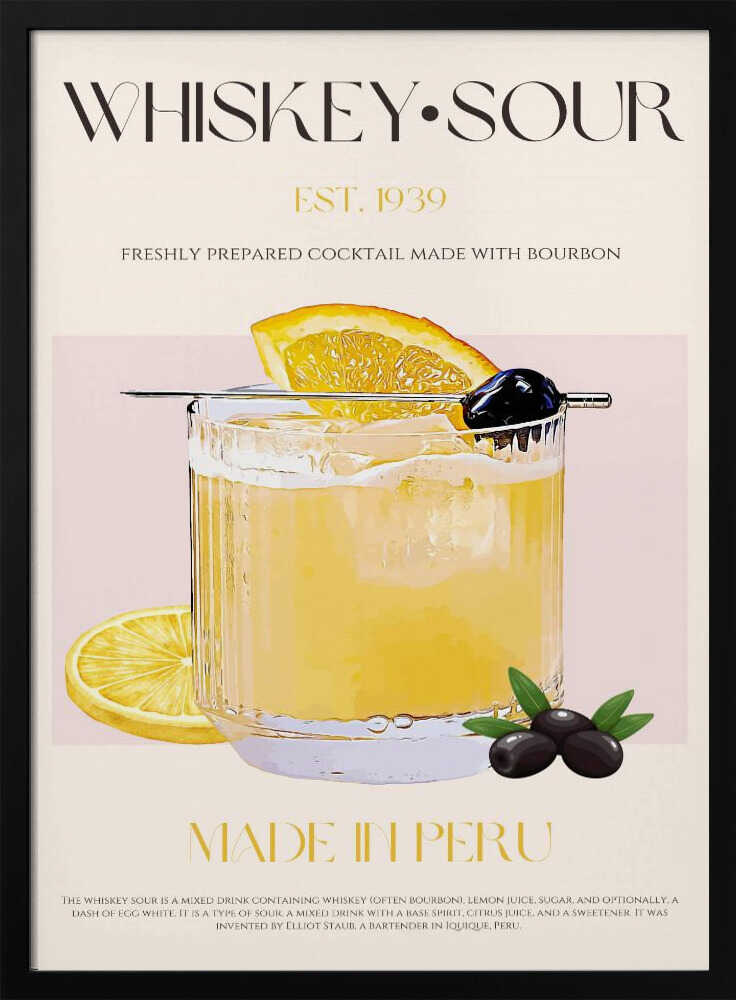 Classic Whiskey Sour - Stretched Canvas Poster or Fine Art Print