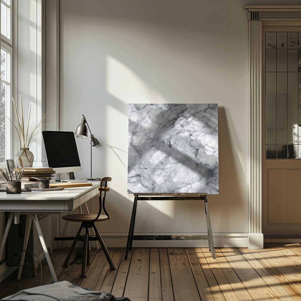 Classic White Marble Texture - Square Stretched Canvas, Poster or Fine Art Print - I Heart Wall Art - Poster Print, Canvas Print or Framed Art Print
