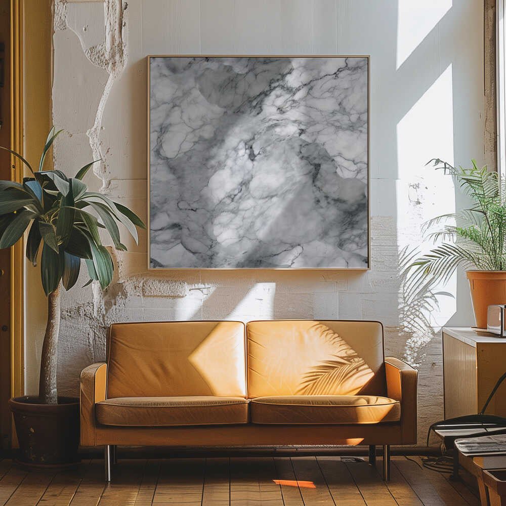 Classic White Marble Texture - Square Stretched Canvas, Poster or Fine Art Print - I Heart Wall Art - Poster Print, Canvas Print or Framed Art Print