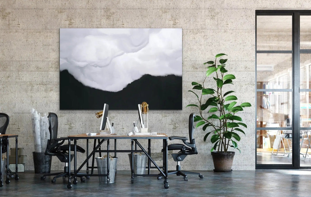 Clouds On Black Sky - Black and White Cloud Artwork - I Heart Wall Art