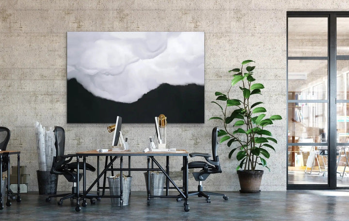 Clouds On Black Sky - Black and White Cloud Artwork - I Heart Wall Art