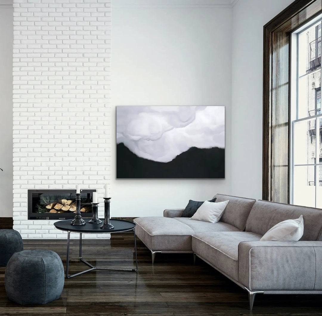 Clouds On Black Sky - Black and White Cloud Artwork - I Heart Wall Art