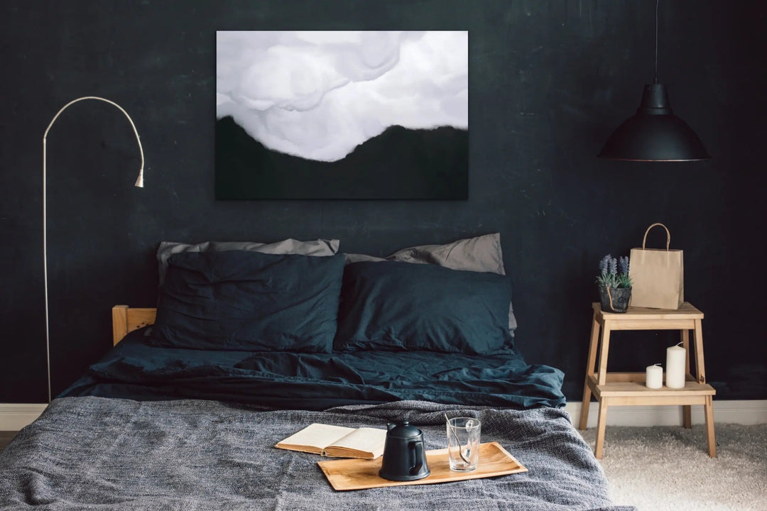 Clouds On Black Sky - Black and White Cloud Artwork - I Heart Wall Art