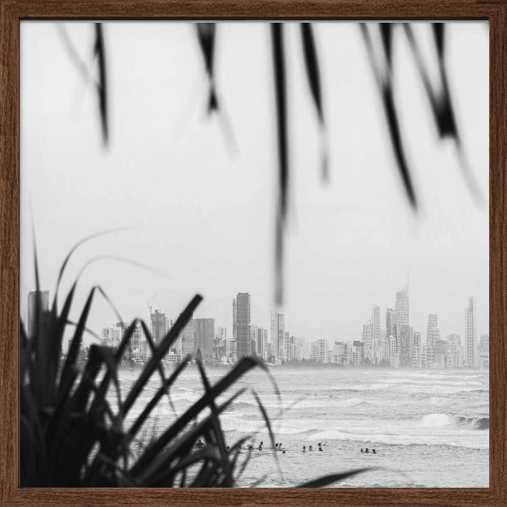 Coastal City Waves - Square Stretched Canvas, Poster or Fine Art Print by Angela Hawkey - I Heart Wall Art - Poster Print, Canvas Print or Framed Art Print