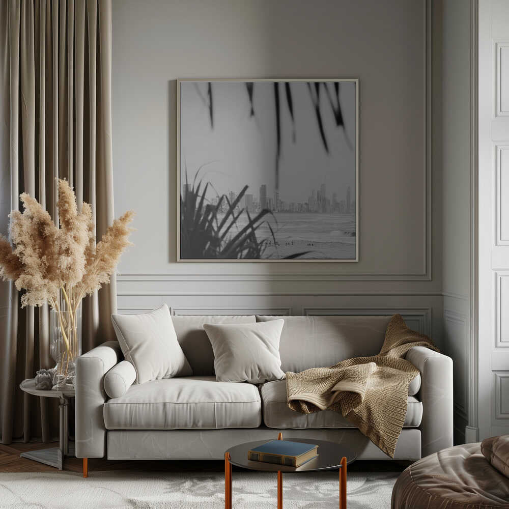 Coastal City Waves - Square Stretched Canvas, Poster or Fine Art Print by Angela Hawkey - I Heart Wall Art - Poster Print, Canvas Print or Framed Art Print