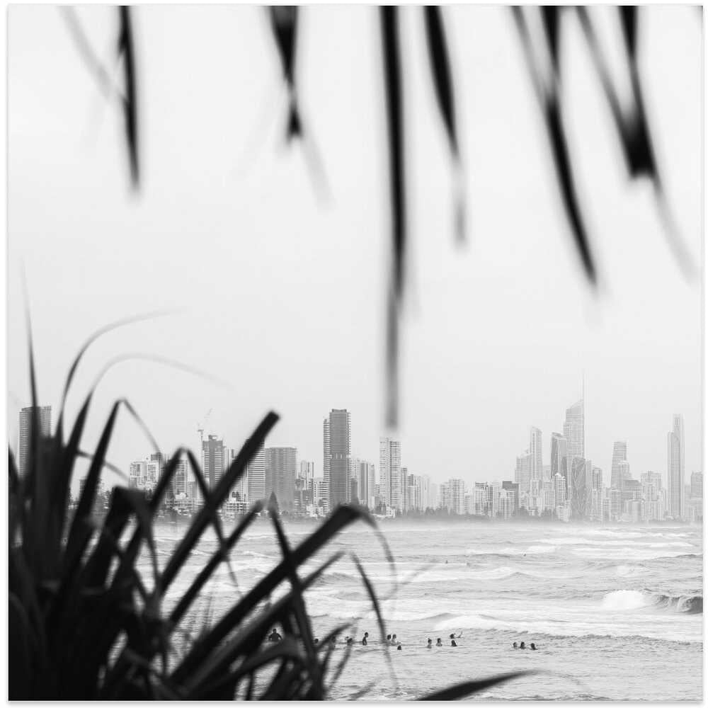 Coastal City Waves - Square Stretched Canvas, Poster or Fine Art Print by Angela Hawkey - I Heart Wall Art - Poster Print, Canvas Print or Framed Art Print