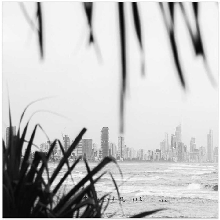 Coastal City Waves - Square Stretched Canvas, Poster or Fine Art Print by Angela Hawkey - I Heart Wall Art - Poster Print, Canvas Print or Framed Art Print