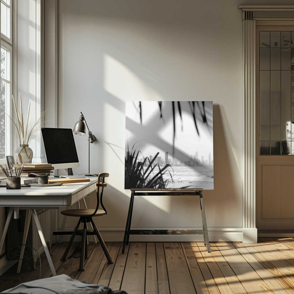 Coastal City Waves - Square Stretched Canvas, Poster or Fine Art Print by Angela Hawkey - I Heart Wall Art - Poster Print, Canvas Print or Framed Art Print