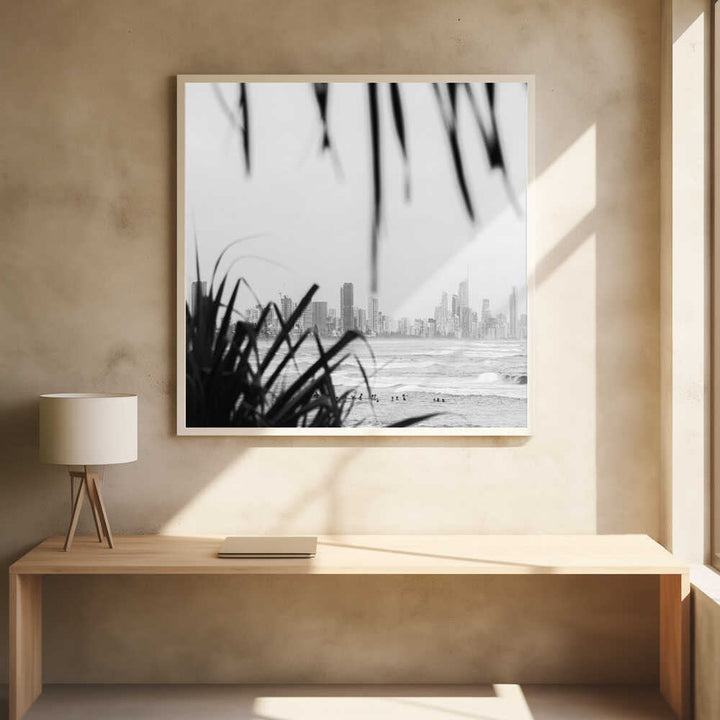 Coastal City Waves - Square Stretched Canvas, Poster or Fine Art Print by Angela Hawkey - I Heart Wall Art - Poster Print, Canvas Print or Framed Art Print