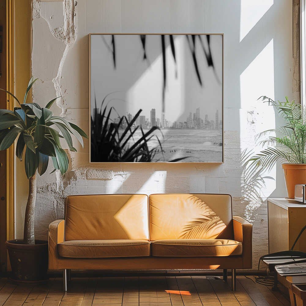 Coastal City Waves - Square Stretched Canvas, Poster or Fine Art Print by Angela Hawkey - I Heart Wall Art - Poster Print, Canvas Print or Framed Art Print