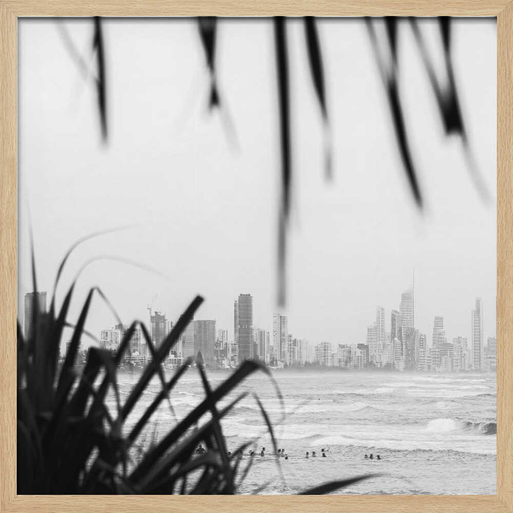 Coastal City Waves - Square Stretched Canvas, Poster or Fine Art Print by Angela Hawkey - I Heart Wall Art - Poster Print, Canvas Print or Framed Art Print